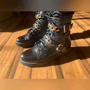 Carvela Salute Leather Chain Biker Boots